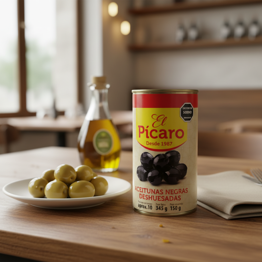 ACEITUNAS NEGRAS DESHUESADAS EL PICARO 350 GR - Image 2