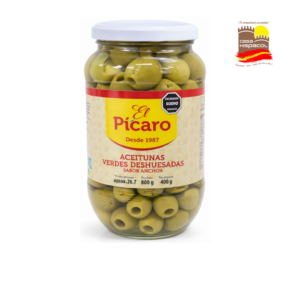 ACEITUNAS VERDE DESHUESADA SABOR ANCHOA DE 800 GR EL PICARO